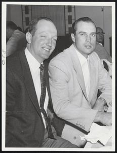 Former Red Sox Players, Russ Kemmerer, left, and Faye Throneberry make their first Boston visit since being traded to the Senators.