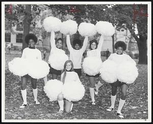 A Rindge Tech First – First girl cheerleaders in Rindge Tech 83 year history are: Judi Sheridan, front and standing, from left, Corrine Moore, Debbie Gordon, Carole Thompson, Peggy Shaughnessy and Sharon Headley.