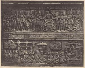 Een bas-reliëf van de Borobudur