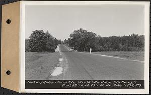 Contract No. 82, Constructing Quabbin Hill Road, Ware, looking ahead from Sta. 131+50, Ware, Mass., Jun. 14, 1940