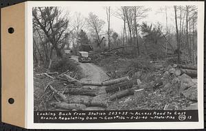 Contract No. 106, Improvement of Access Roads, Middle and East Branch Regulating Dams, and Quabbin Reservoir Area, Hardwick, Petersham, New Salem, Belchertown, looking back from Sta. 203+35, access road to East Branch Regulating Dam, Belchertown, Mass., May 21, 1940