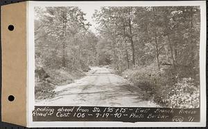 Contract No. 106, Improvement of Access Roads, Middle and East Branch Regulating Dams, and Quabbin Reservoir Area, Hardwick, Petersham, New Salem, Belchertown, looking ahead from Sta. 195+75, East Branch access road, Belchertown, Mass., Sep. 19, 1940