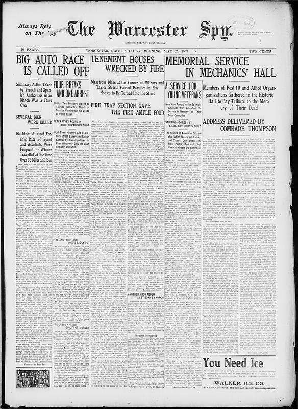 The Worcester Spy. May 25, 1903 - Digital Commonwealth