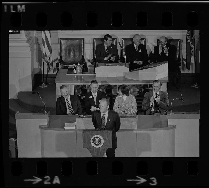 President Gerald Ford giving speech in Concord, New Hampshire - Digital ...