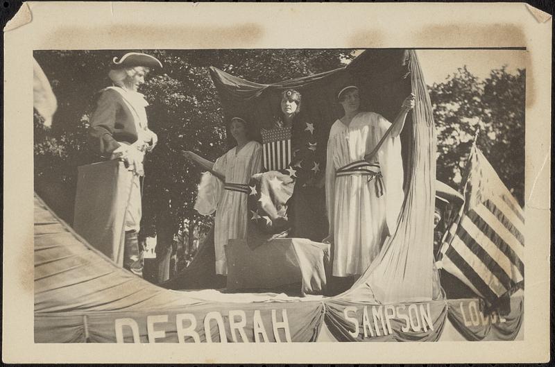 Float of the Deborah Sampson Lodge seen in the 4th of July parade, circa 1920