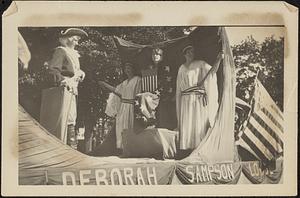 Float of the Deborah Sampson Lodge seen in the 4th of July parade, circa 1920