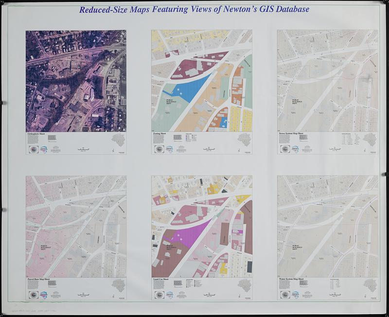 Reduced-size maps featuring view of Newton's GIS database
