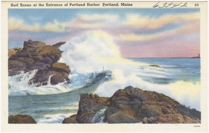 Surf scene at the entrance of Portland Harbor, Portland, Maine
