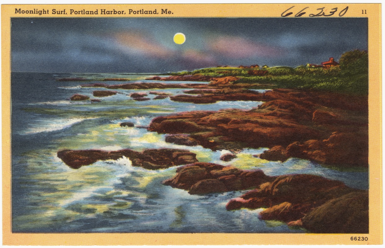 Moonlight surf, Portland Harbor, Portland, Me.