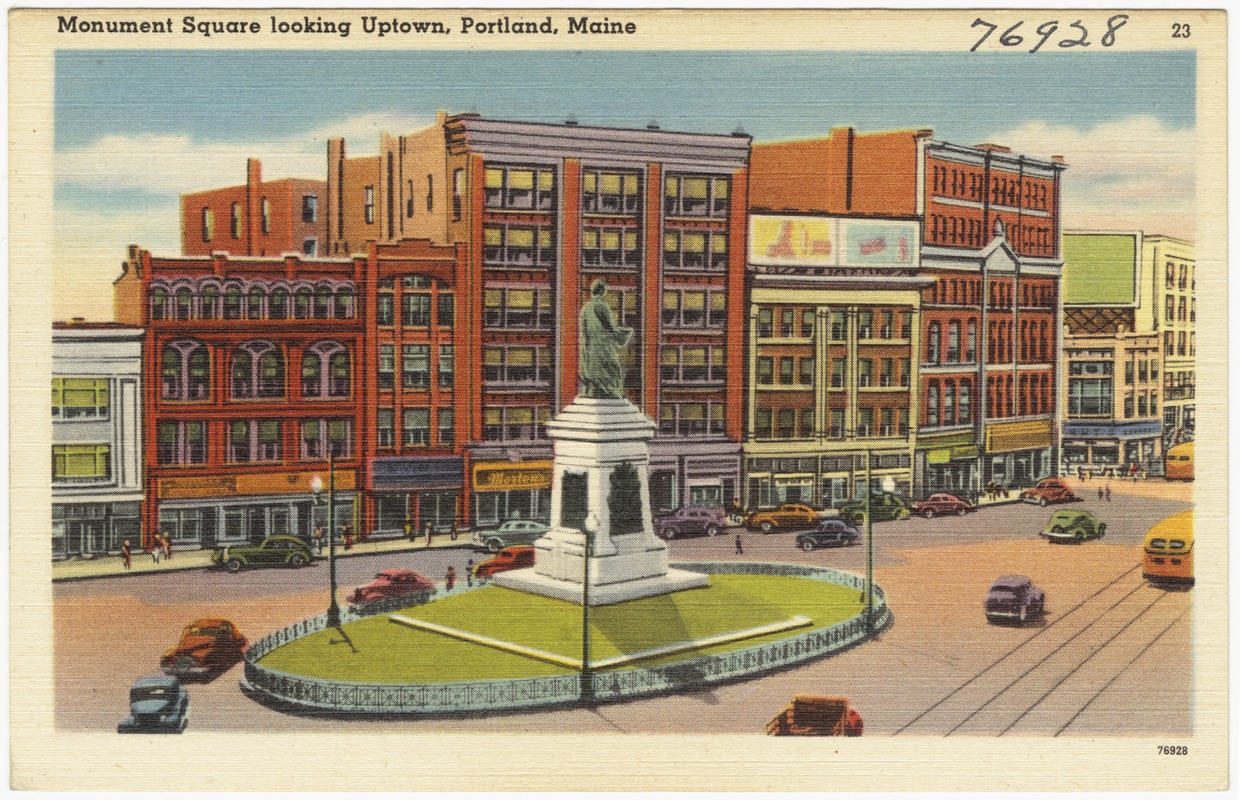 Monument Square looking uptown, Portland, Maine - Digital Commonwealth