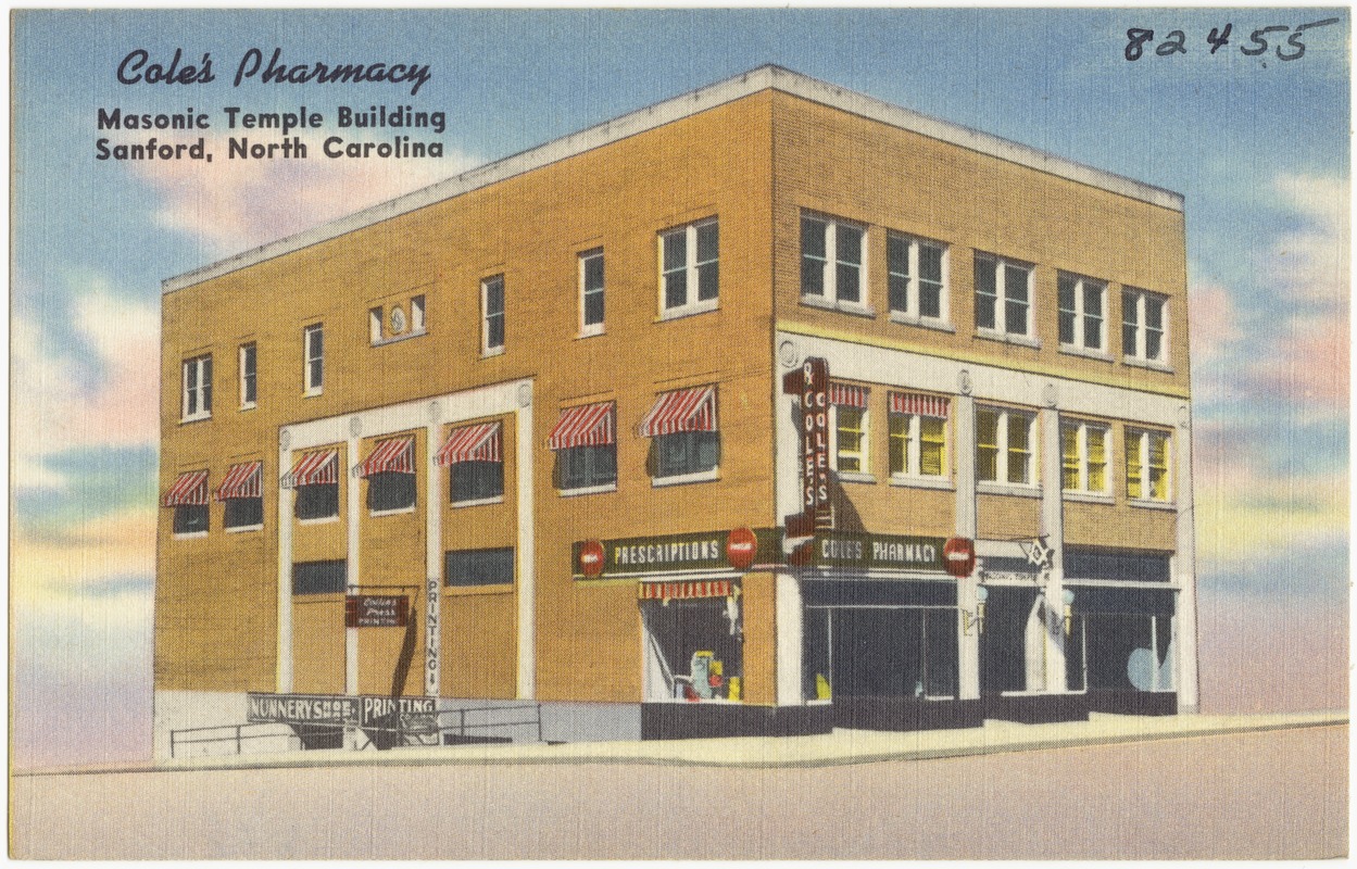 Cole's Pharmacy, Masonic Temple Building, Sanford, North Carolina