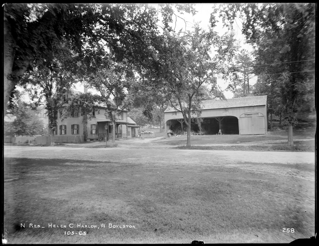 Wachusett Reservoir, Helen C. Harlow's house, on north side of East Main Street, near Beaman Street, from the southeast, West Boylston, Mass., Jul. 9, 1896