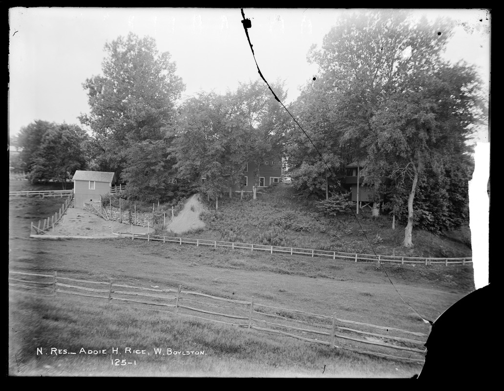 Wachusett Reservoir, Addie H. Rice's house, on east side of Holbrook Street, from the east, West Boylston, Mass., Jul. 9, 1896