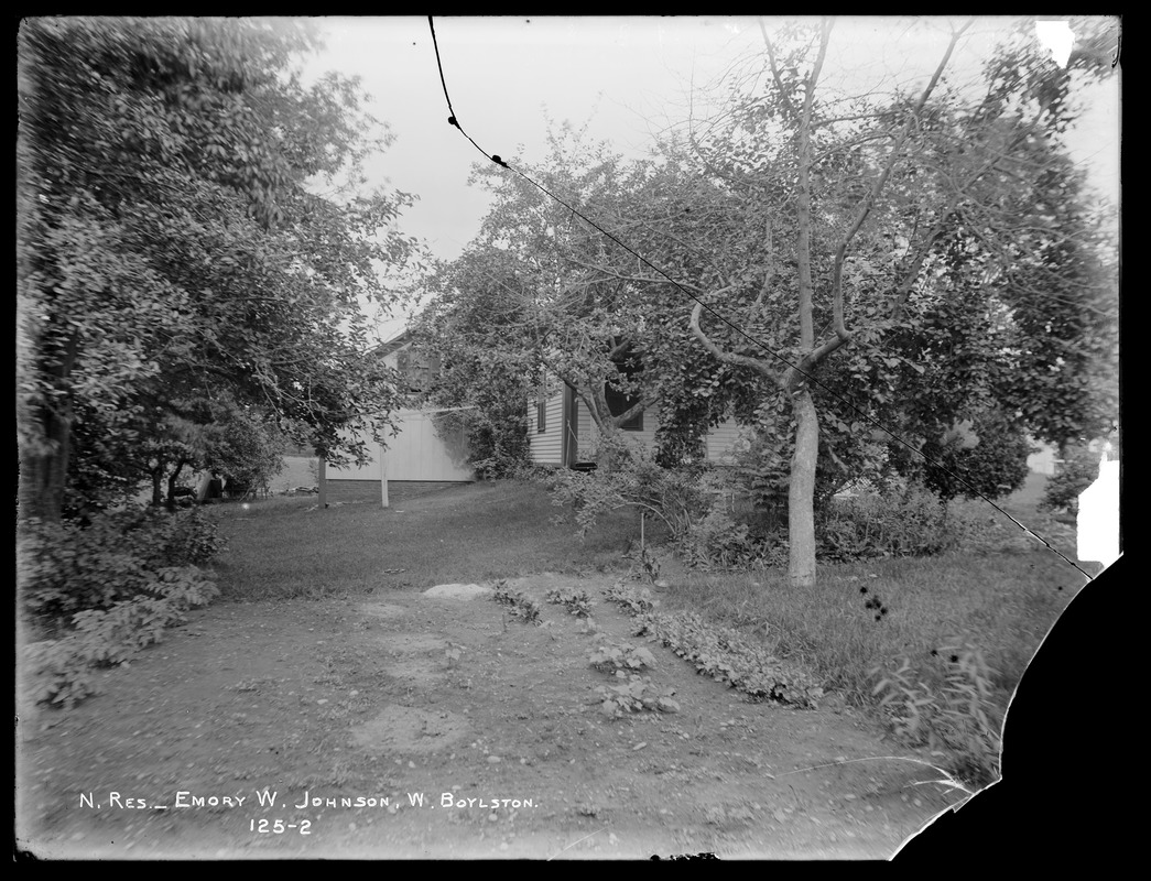 Wachusett Reservoir, Emory W. Johnson's house, on east side of Holbrook Street, from the west, West Boylston, Mass., Jul. 9, 1896