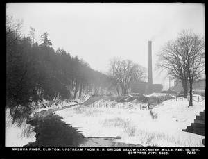 Wachusett Department, Nashua River, upstream from railroad bridge below Lancaster Mills (compare with No. 6965), Clinton, Mass., Feb. 18, 1916