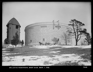 Distribution Department, Southern Extra High Service Bellevue Reservoir, west side of masonry tower, Bellevue Hill, West Roxbury, Mass., Mar. 1, 1916
