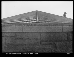 Distribution Department, Southern Extra High Service Bellevue Reservoir, tile roof of masonry tower, Bellevue Hill, West Roxbury, Mass., Mar. 1, 1916
