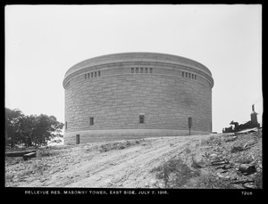 Distribution Department, Southern Extra High Service Bellevue Reservoir, east side of masonry tower, Bellevue Hill, West Roxbury, Mass., Jul. 7, 1916