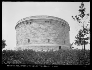 Distribution Department, Southern Extra High Service Bellevue Reservoir, south side of masonry tower, Bellevue Hill, West Roxbury, Mass., Jul. 7, 1916