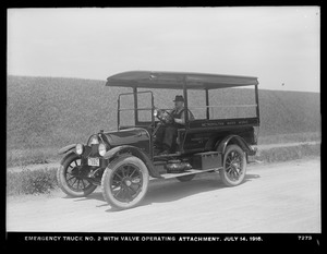 Distribution Department, Emergency Truck No. 2, with valve operating attachment, at Chestnut Hill Reservoir, Brighton, Mass., Jul. 14, 1916