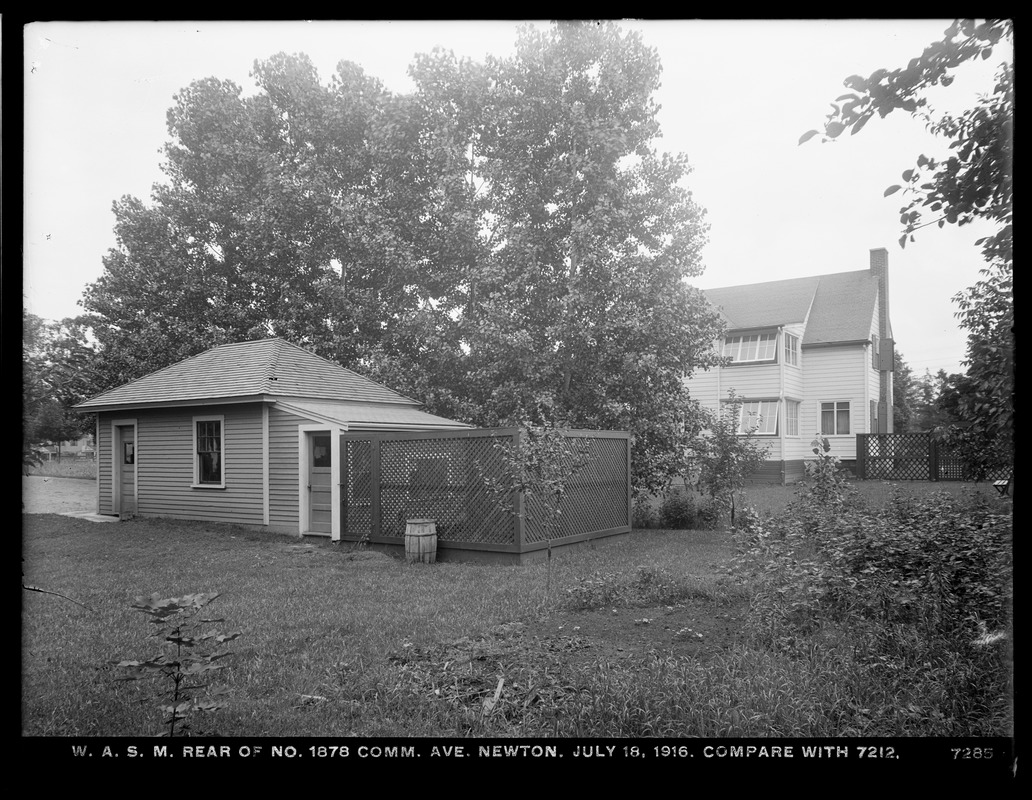 Distribution Department, Weston Aqueduct Supply Mains, rear of No. 1878 Commonwealth Avenue (compare with No. 7212), Newton, Mass., Jul. 18, 1916