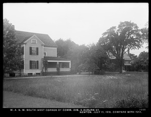 Distribution Department, Weston Aqueduct Supply Mains, southwest corner of Commonwealth Avenue and Auburn Street (compare with No. 7214), Newton, Mass., Jul. 18, 1916