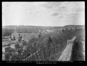 Wachusett Department, Nashua Reservoir site, Lancaster Mills, looking upstream to dam site, from Cedar Street (compare with No. 7288), Clinton, Mass., Apr.-May 1897