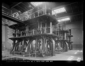 Distribution Department, Chestnut Hill Low Service Pumping Station, rear view of engines, Brighton, Mass., Apr. 1917