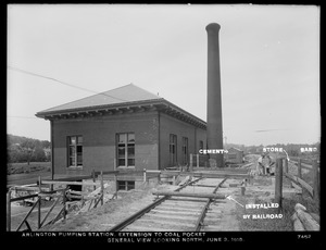 Distribution Department, Arlington Pumping Station, extension to coal pocket, general view looking north, Arlington, Mass., Jun. 3, 1918