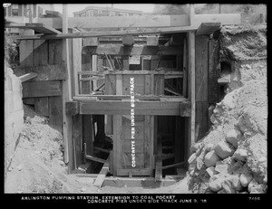 Distribution Department, Arlington Pumping Station, extension to coal pocket, concrete pier under side track, Arlington, Mass., Jun. 3, 1918