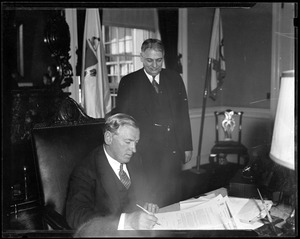 Gov. Curley shown with Sen. Charles G. Miles