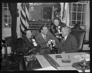 Governor Curley shown with Bebe Daniels and Ben Lyon
