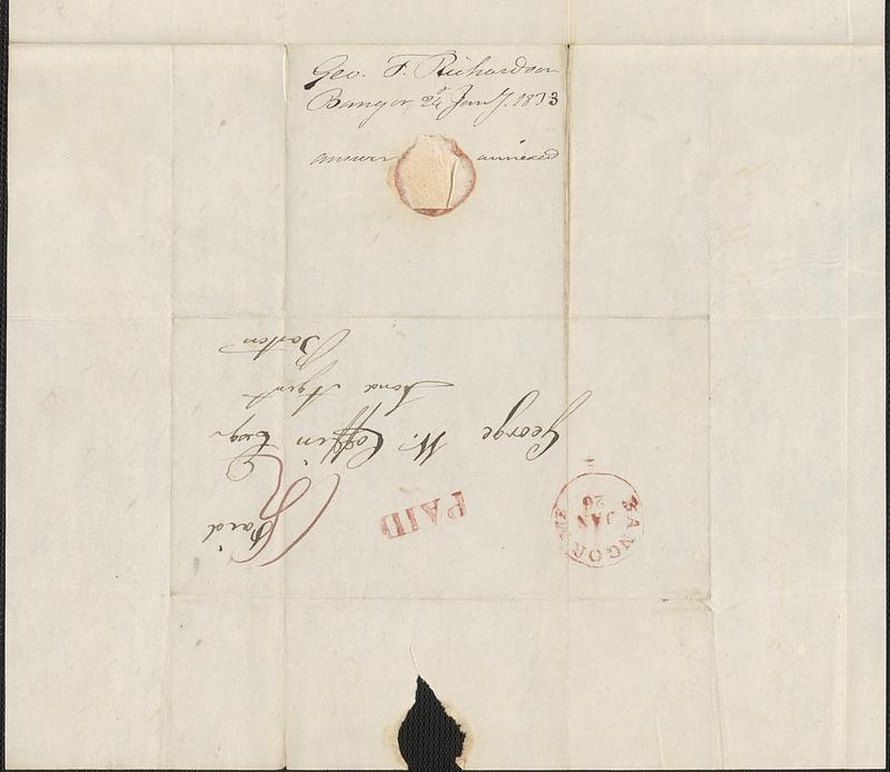 George F. Richardson to George Coffin, 24 January 1833 - Digital ...