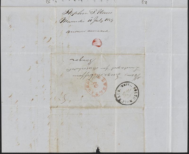 Stephen P. Hewes to George Coffin, 11 July 1849 - Digital Commonwealth