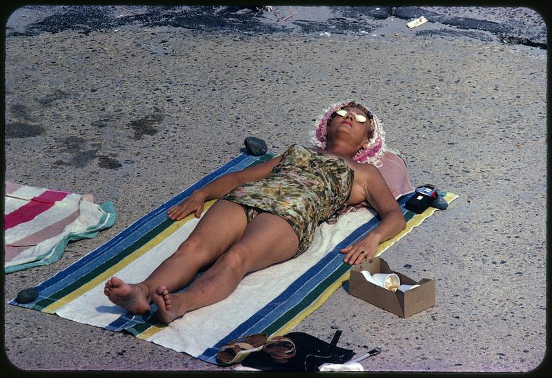 Woman sunbathing, Revere Beach