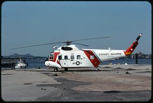Coast Guard helicopter, North End, Boston