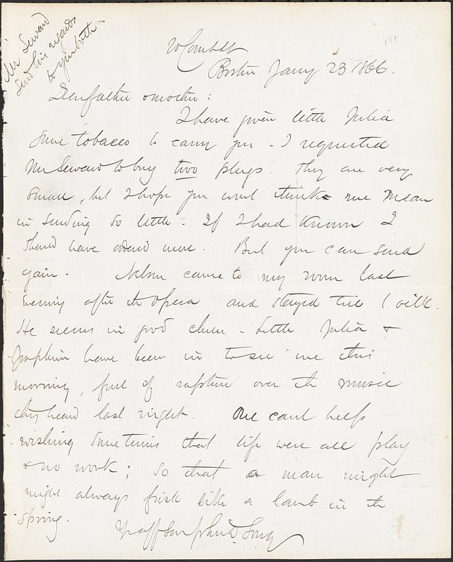 Long Letters Letter from John D. Long to Zadoc Long and Julia D. Long, January 23 ...