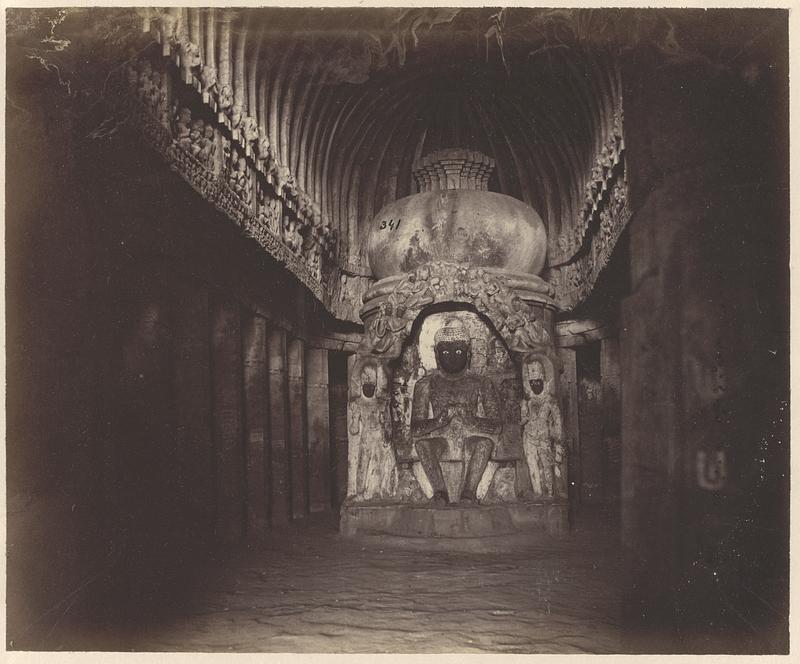 Interior of Buddhist Chaitya Hall, Cave 10 (Viskakarma), Ellora Caves, India