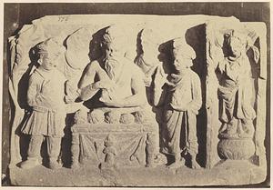 Sculpted panel with allegorical figures