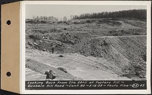 Contract No. 82, Constructing Quabbin Hill Road, Ware, looking back from Sta. 20+11 at Fosters Fill, Ware, Mass., May 16, 1939