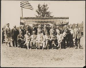 Pepperell Town Club members, under banners