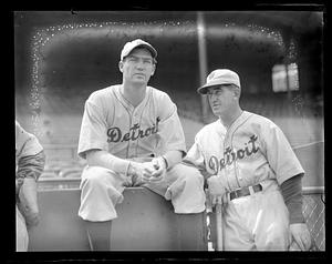 L to R: Schoolboy Rowe and Mickey Cochrane, Detroit Tigers.