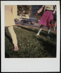 Two girls standing outside