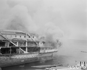 Fire on old boat