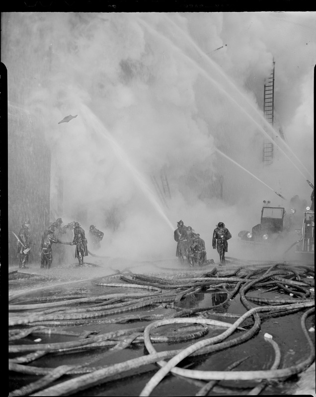 Fighting building fire