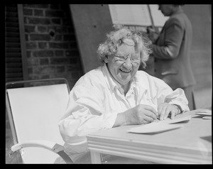 Woman in Herald office