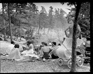 Picnicking at College Pond, Myles Standish Forest, South Carver, Mass.