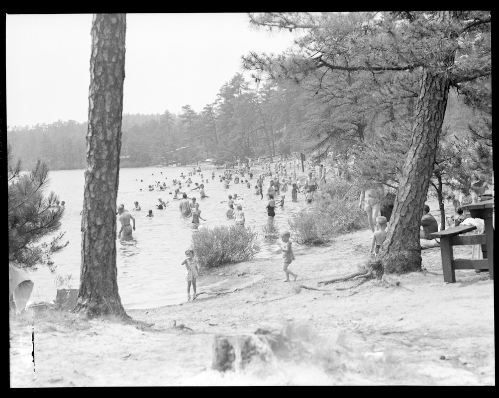 Picnicking at College Pond, Myles Standish Forest, South Carver, Mass.