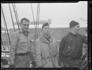 Ships - rigging - people on deck, sailors, spectators - event?
