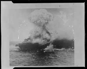 USS Lexington blows up in Coral Sea